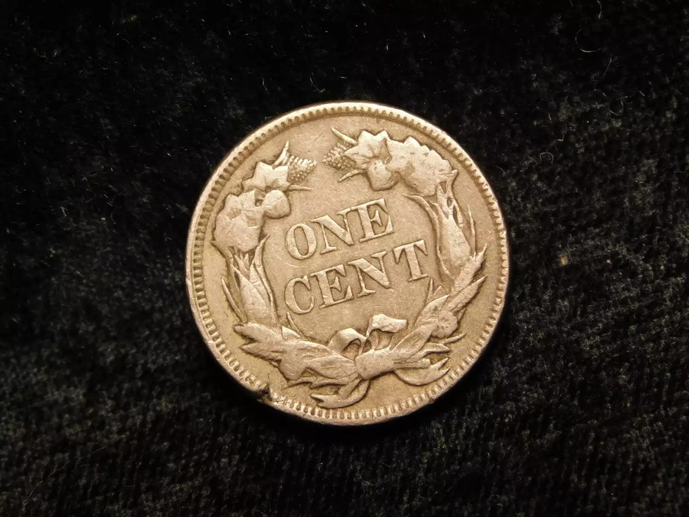 1857 Flying Eagle Cent w/ Ragged Clip & Lamination