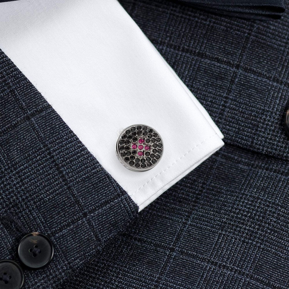 Crystal Button Pave Cufflinks