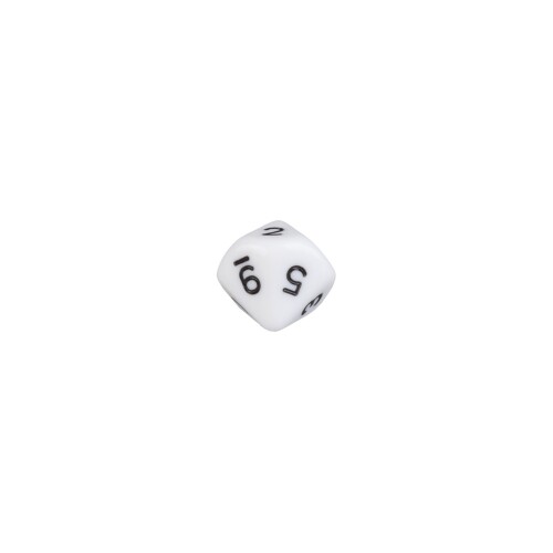 10-sided dice - trapezoidal - W10 - 0-9 - white