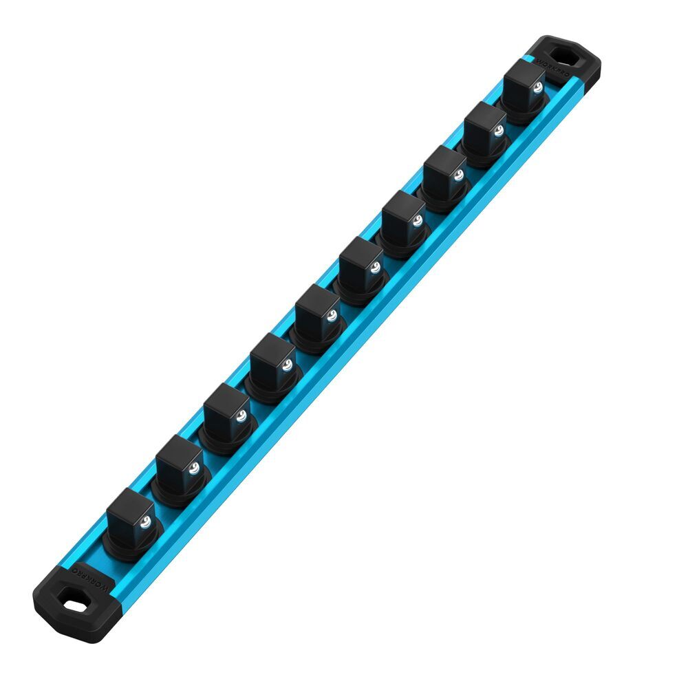WORKPRO 1/2" Dr Magnetic Socket Organizer Heavy Duty Aluminum Alloy Socket Rails