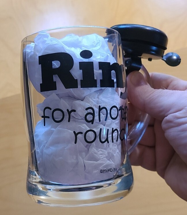 Mug: Novelty: "Ring For Another Round": Fun Bar Accessory