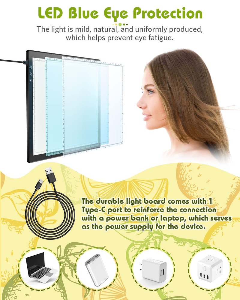 A4 LED Light Box Adjustable Light Table Board Tracing Light for Drawing