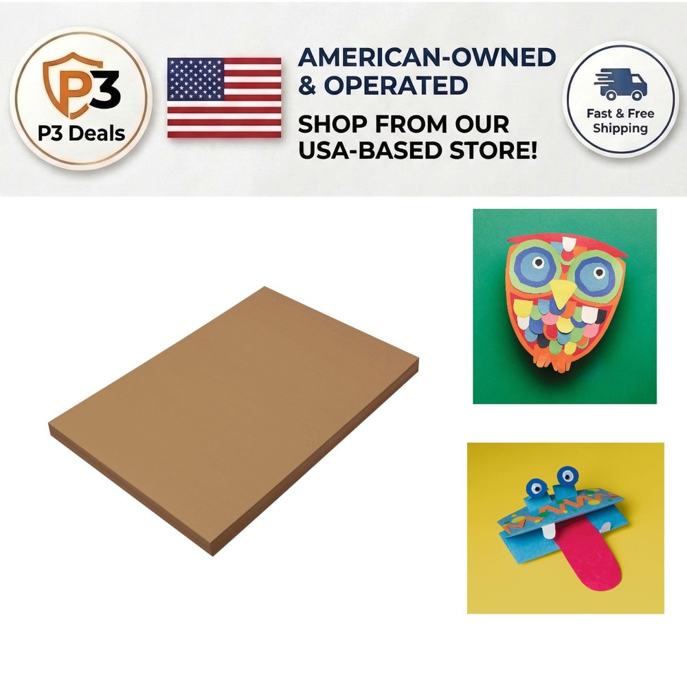 100 Sheets of Light Brown Medium Weight Construction Paper for Creative Projects