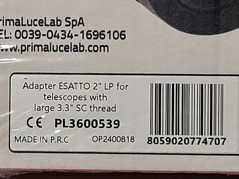 PRIMALUCELAB Telescope Adapter for ESATTO 2" LP FOR LARGE 3.3" SC THREAD