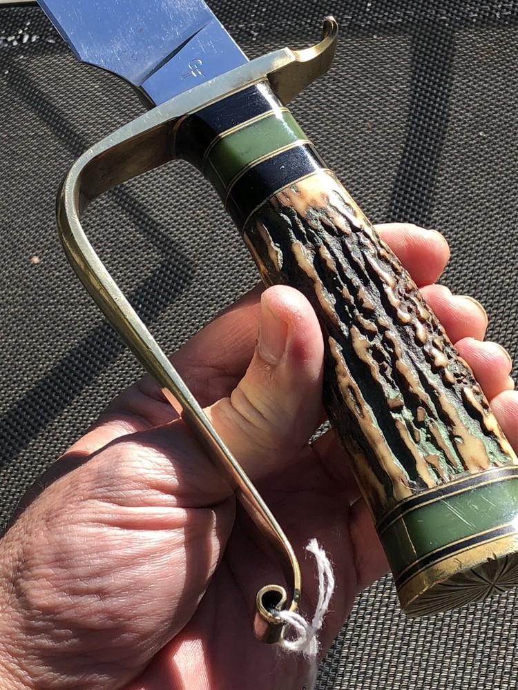 Grant Fraser Large Custom Knife w/ Brass Loop Guard & Sheath