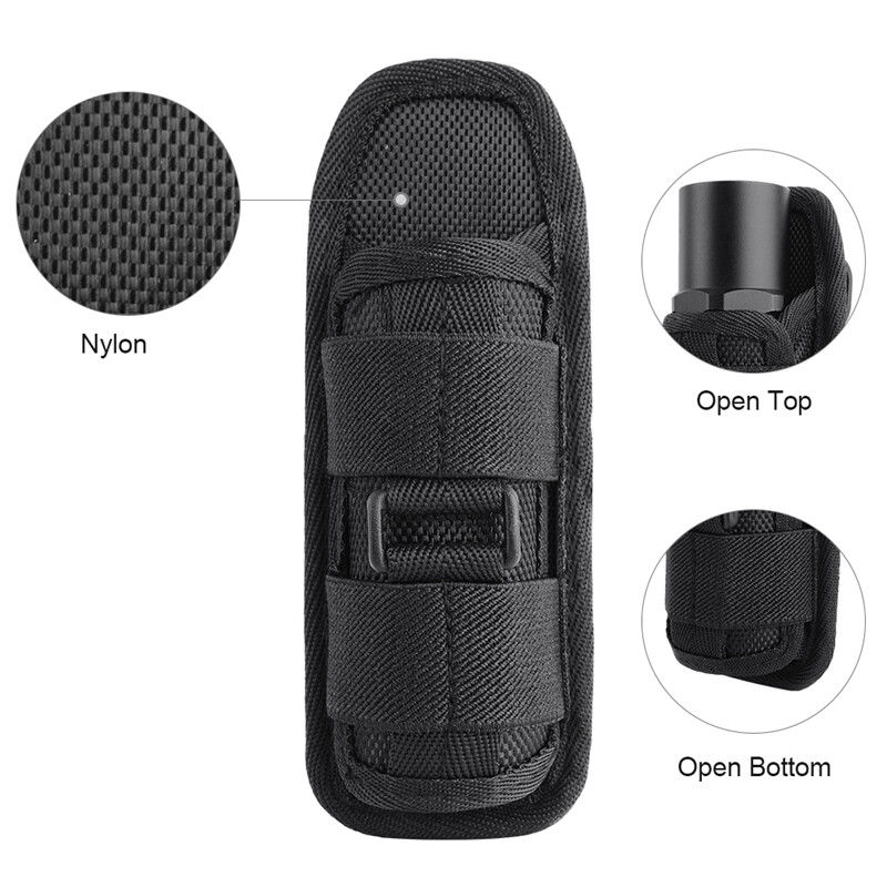 Tactical 360 Degrees Rotatable Flashlight Pouch Holder Case Belt Cover Accessory