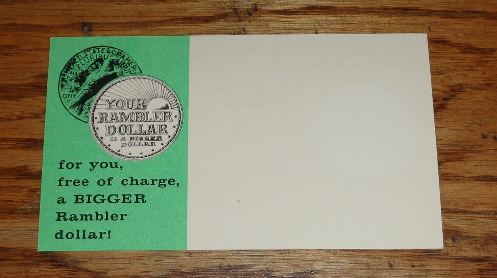 Original 1960 Rambler Dollar Postcard 60 AMC