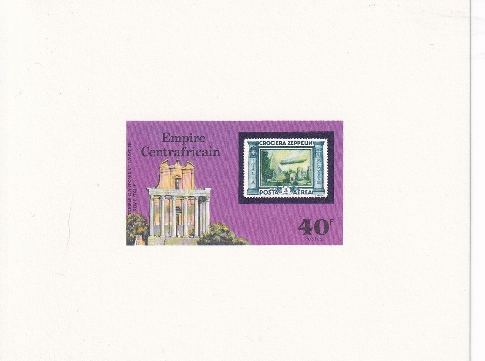 CENTRAL AFRICAN REP 1977 MNH IMPERF PROOF CARDS, ZEPPELIN ISSUE