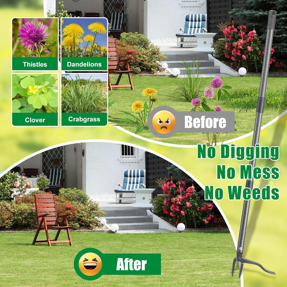 Weed Puller Tool, Stand up Manual Weeder, Heavy Duty Garden Weeding Tool with 60