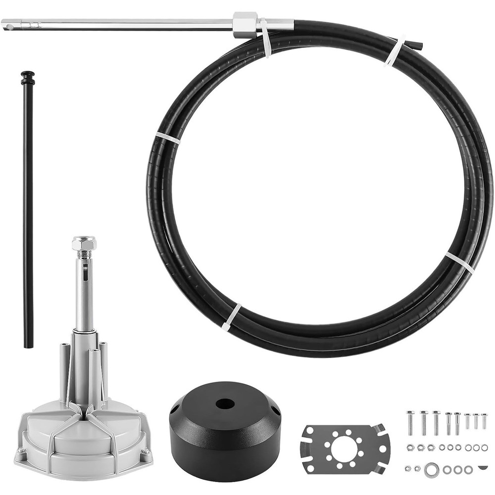 12ft Boat Steering System, Cable Outboard Steering Kit 3/4" Standard Taper