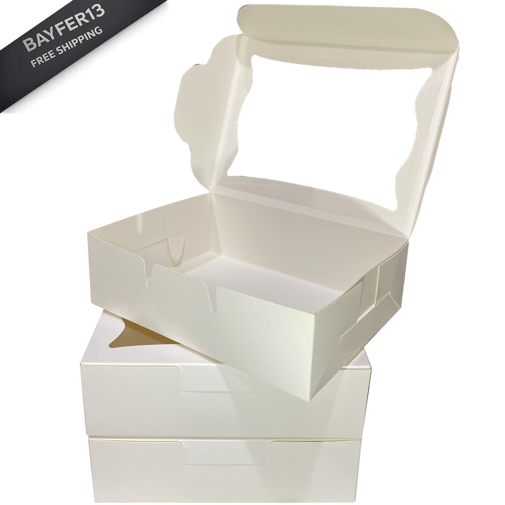 Bubbley White Paper Bakery Boxes - 25-Pack Pastry with 25 Pack,