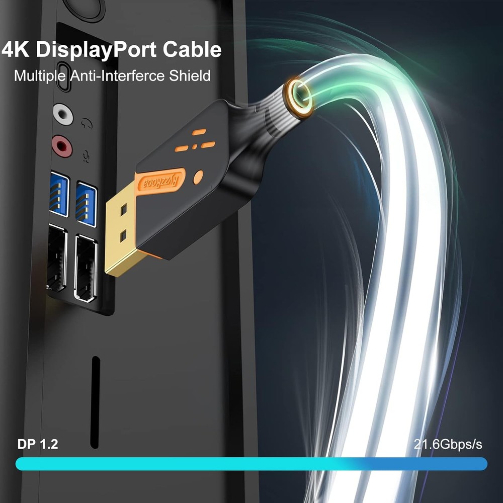 Short DisplayPort Cable 1 FT, 2-Pack DP to Cables, 4K Display 1 Orange