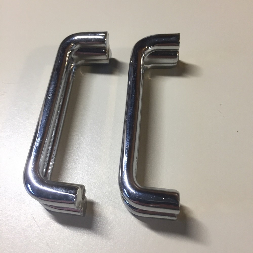 2 Vintage KBC Chrome Split Bar Drawer Pull Mid Century Style Lot I