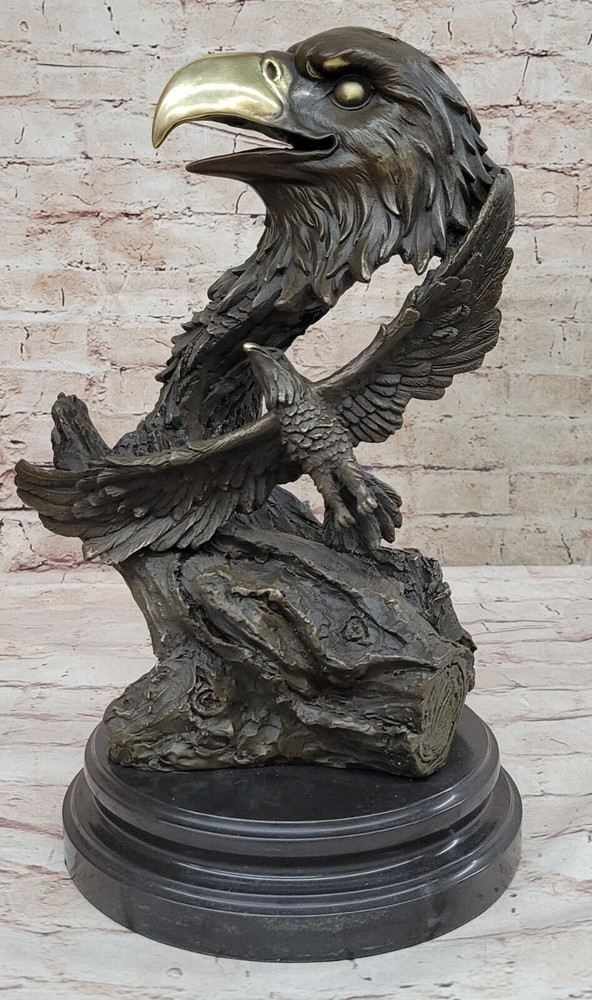 Milo`s Original Bronze Statue: Handmade EagleHead Sculpture, Fine Artwork