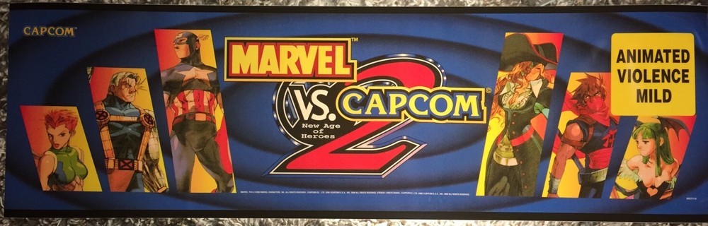 Marvel vs Capcom 2 Arcade Marquee 26"x8" and Instruction/Moves Vinyl Sheets