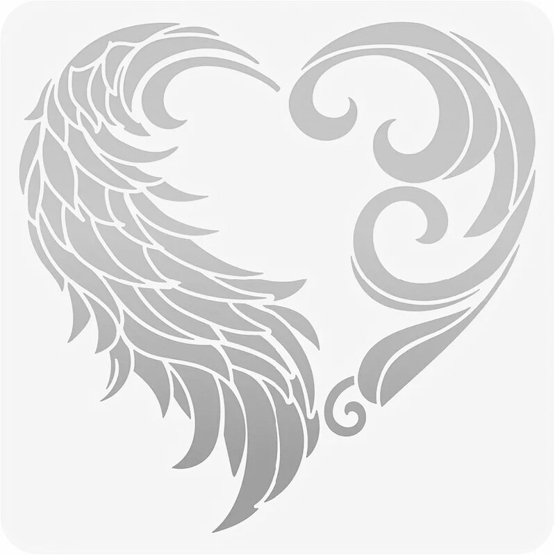 8"x8" Clear Plastic Stencil - Wing Heart (MC571)*****