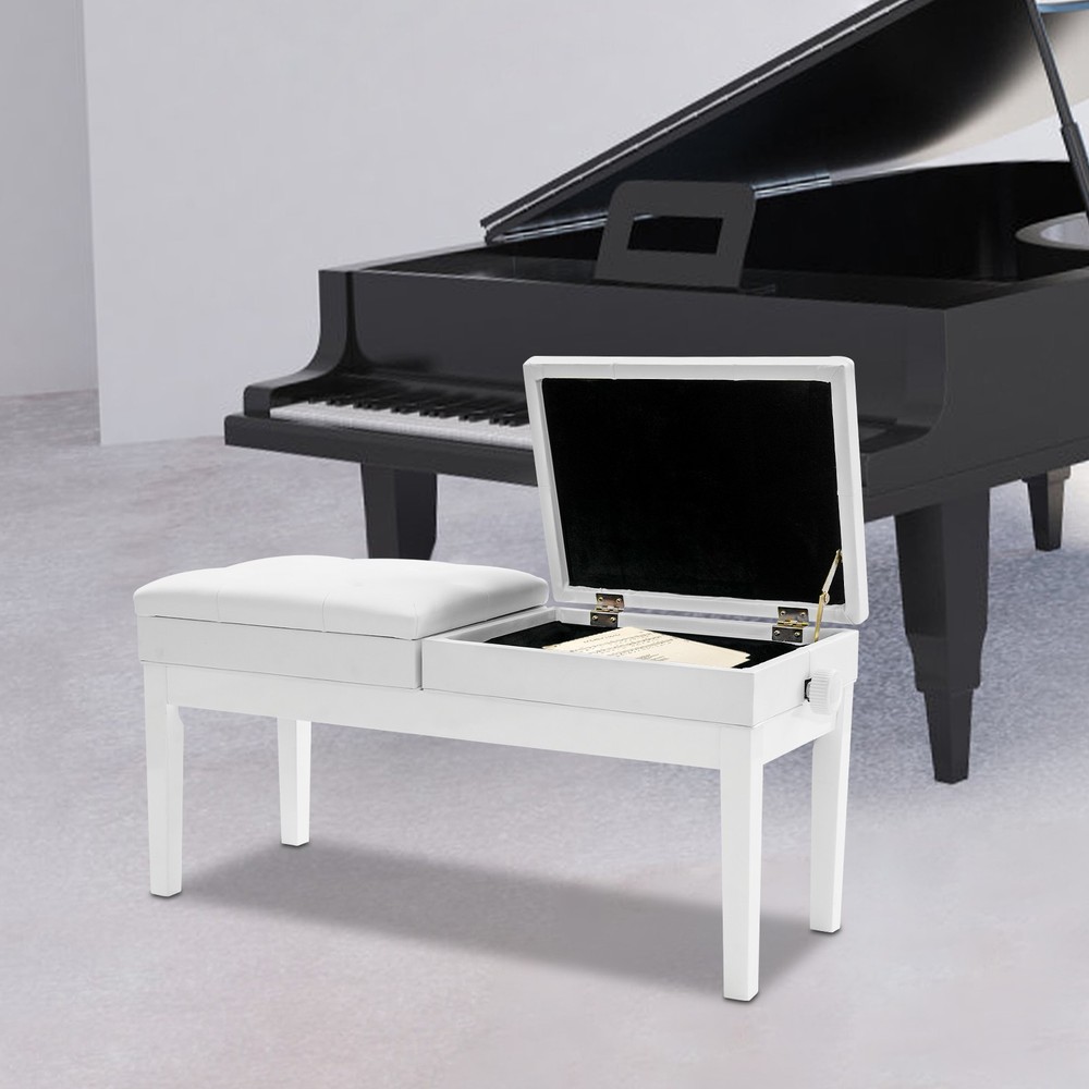 Double Seat Adjustable Piano Bench with Storage, Comfort & Durability