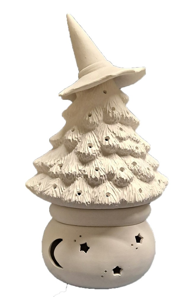 Halloween Witch Tree 14" Ceramic Bisque Ready to Paint