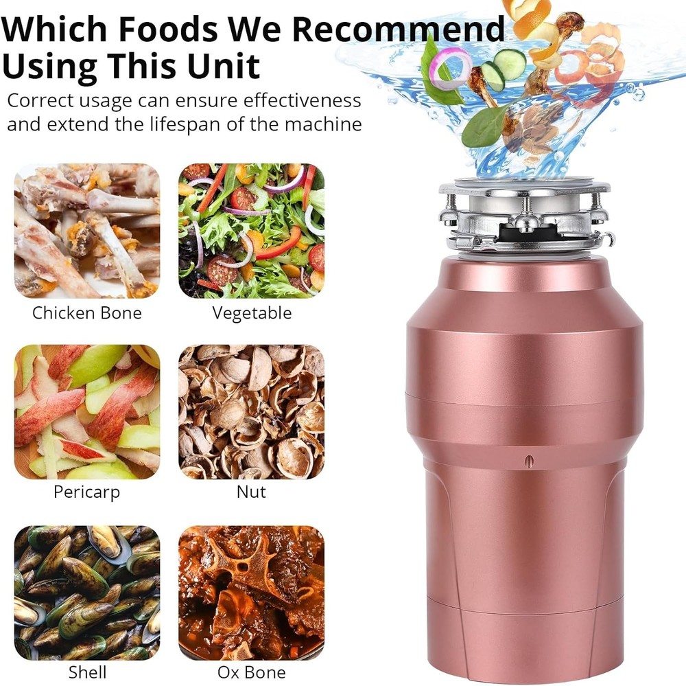 GRAVEE 3/4HP Food Garbage Disposals Continuous Feed Food Waste Disposer 560W