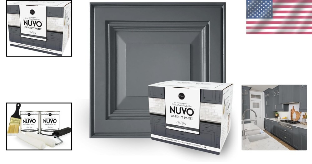 Complete Kitchen Upgrade: Nuvo Earl Grey Cabinet Paint Kit with Essential Tools