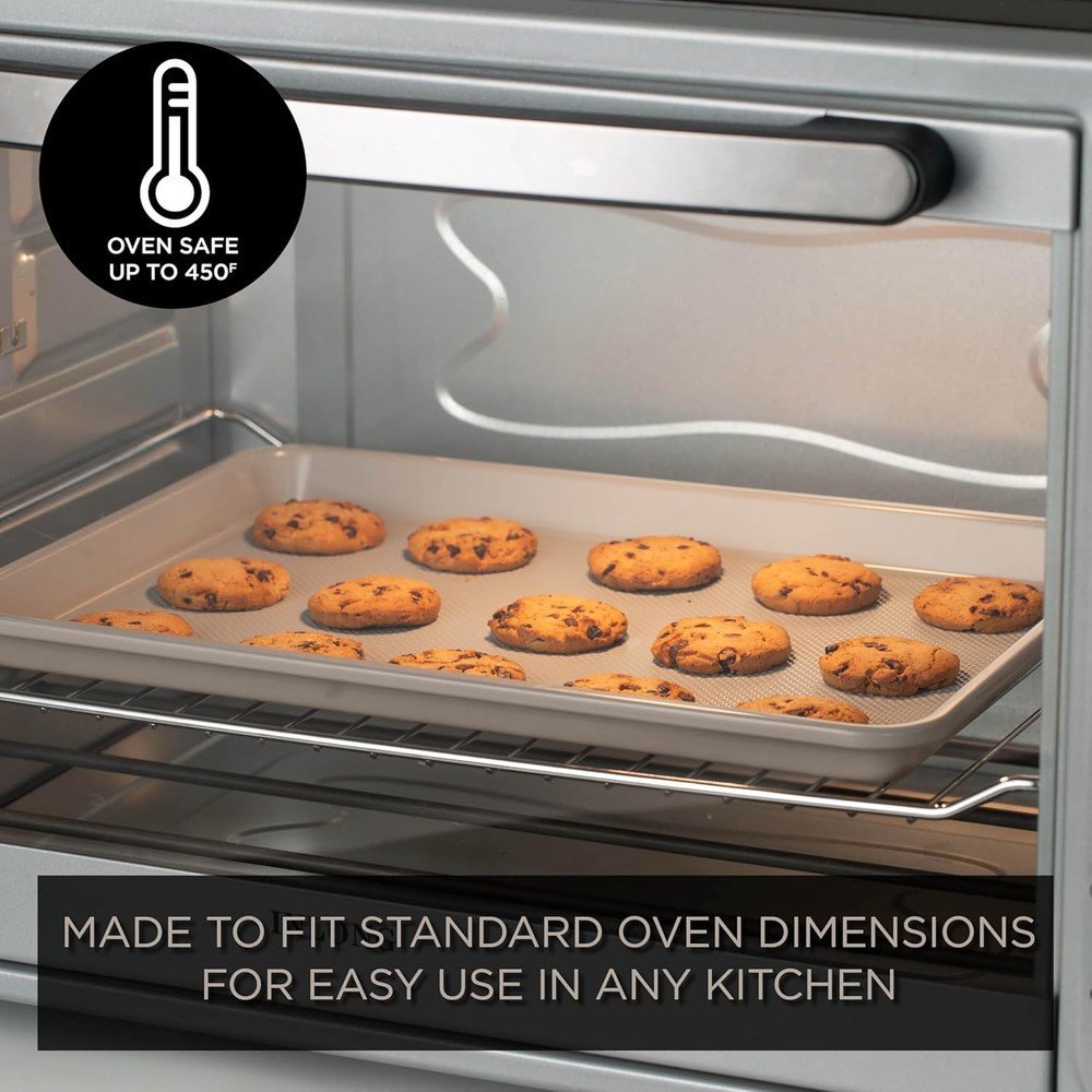 Nonstick Stackable Bakeware Set - Durable, Easy Release Baking Set, Taupe, 6 Pcs