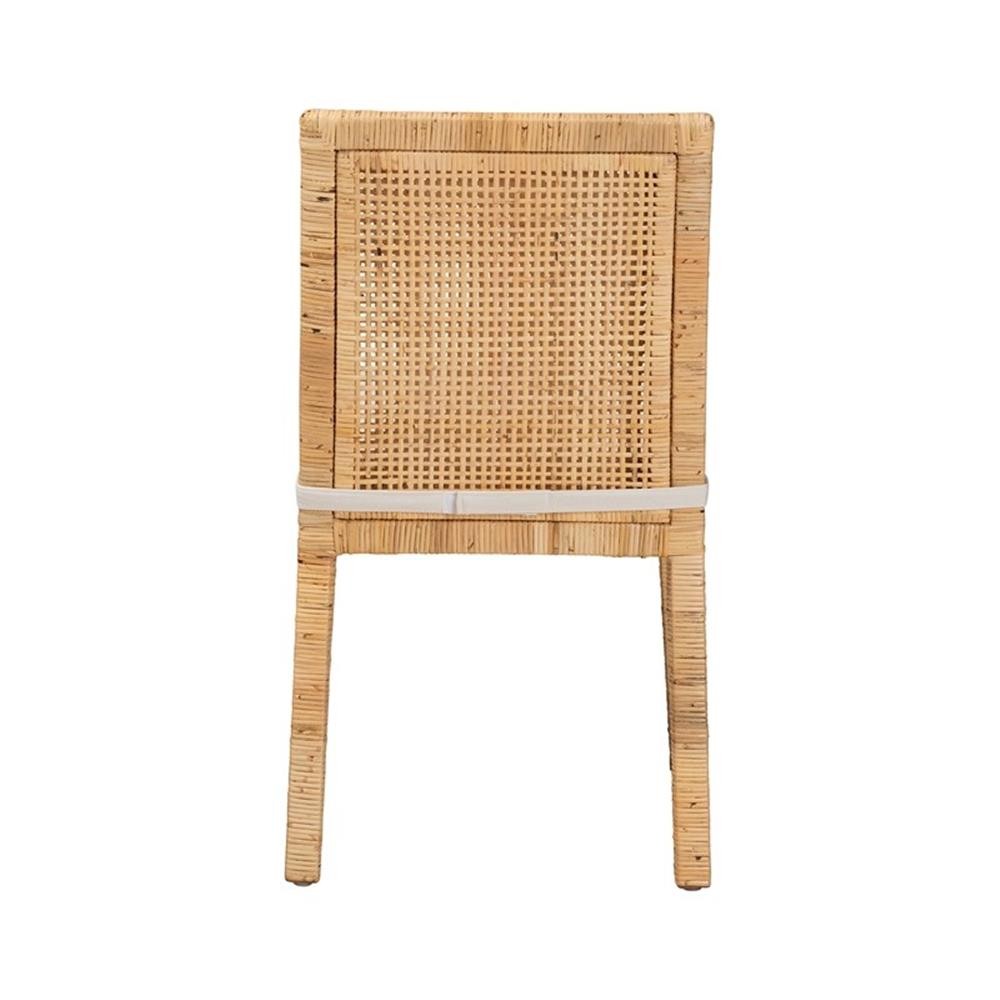 Baxton Studio Sofia Walnut Finished Wood and Rattan Dining Chair