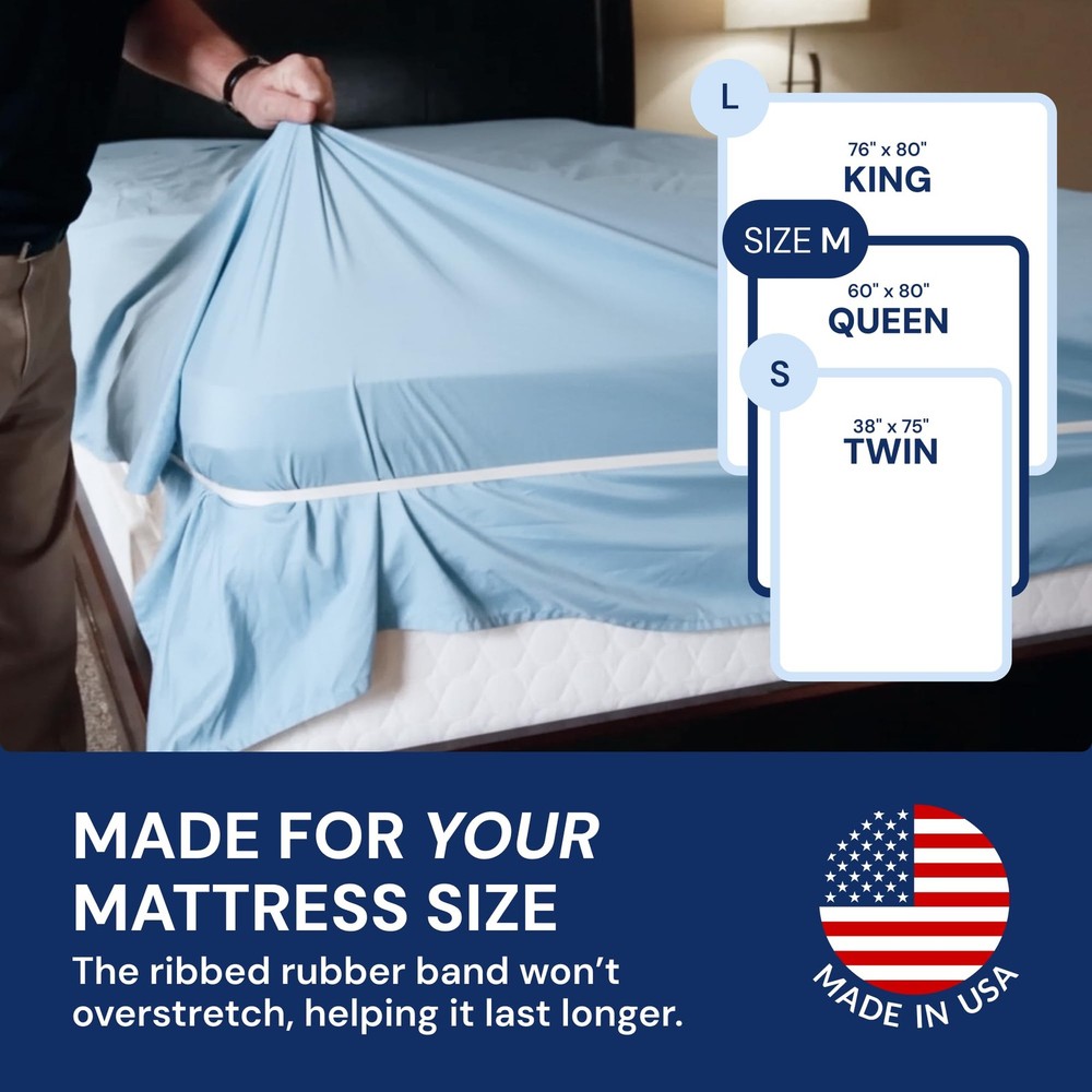 HUGGER Elastic Bed Holder for Queen Mattress 60" x 80" - Medium - Secure Corn...