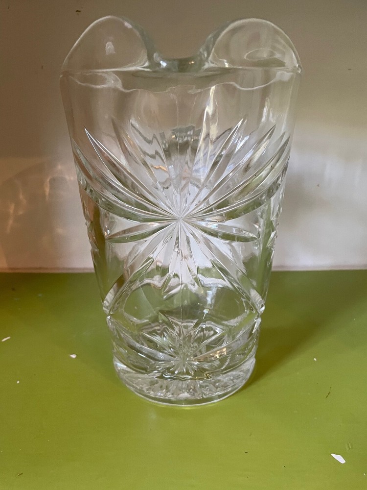 Vintage Crystal Pitcher 8 inches tall
