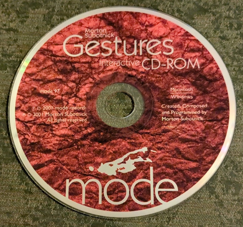 Morton Subotnick : Gestures Mode Interactive CD-ROM - PC + MAC software - disc