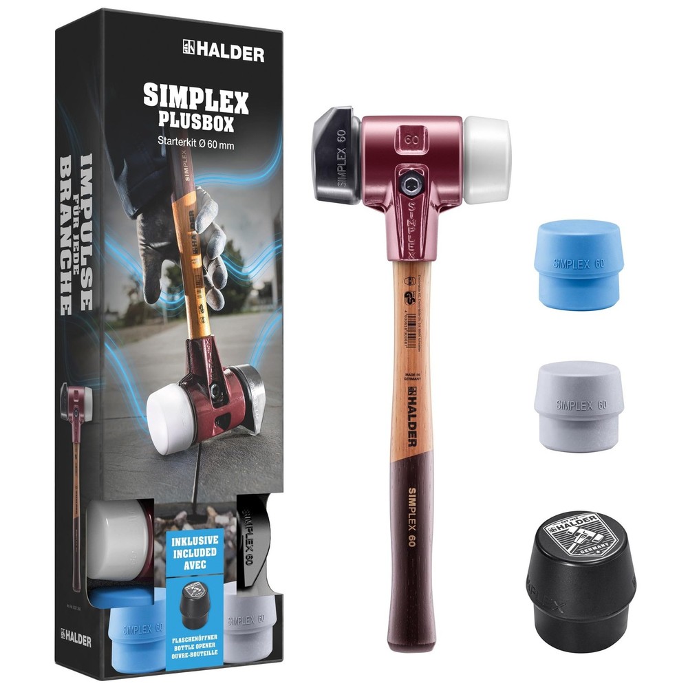 Plusbox Starter Kit, SIMPLEX Soft Face Hammer D60, Rubber Composition with Stand/Sup...