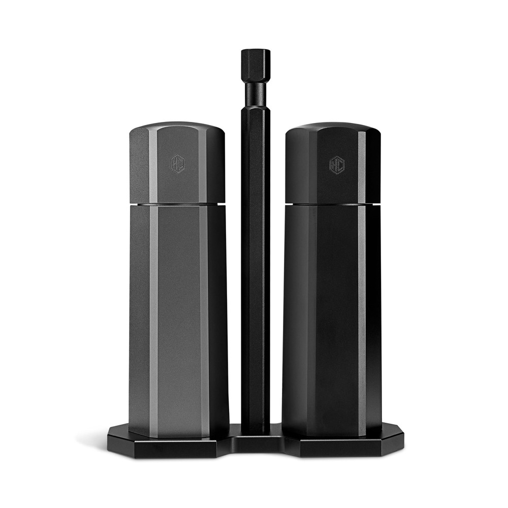 HexClad HexMill Tabletop Salt and Pepper Grinder Set with Stand, 10 Adjustable