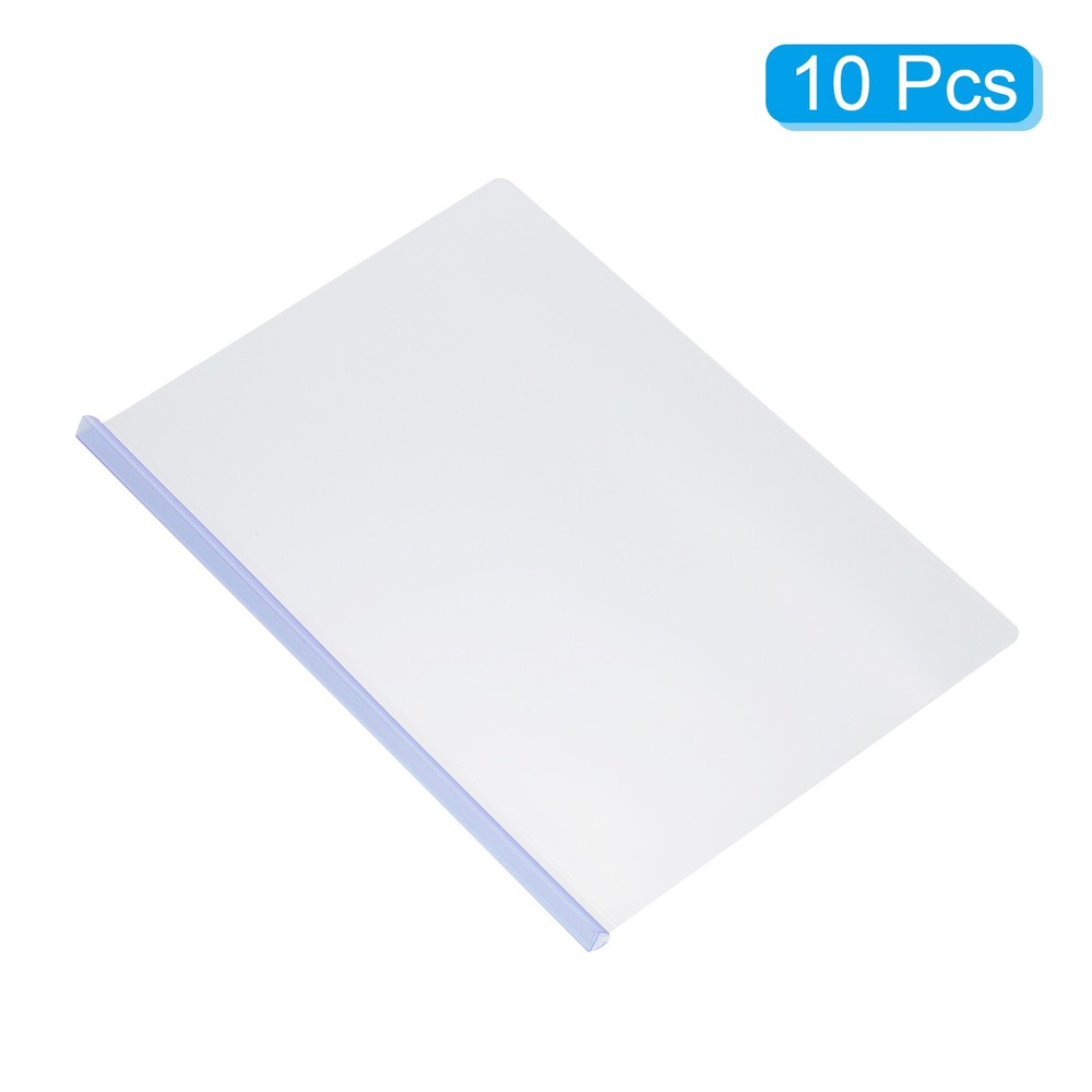 10Pcs Clear Report Covers with Sliding Bar, 10mm 75 Sheets Capacity, Blue