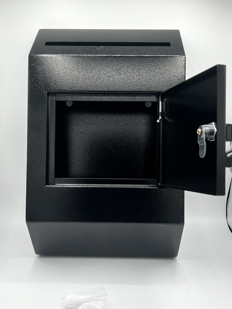 Wall Mount Locking Mailbox Outdoor Drop Box Mail Letter Post Box Black 16x10x4