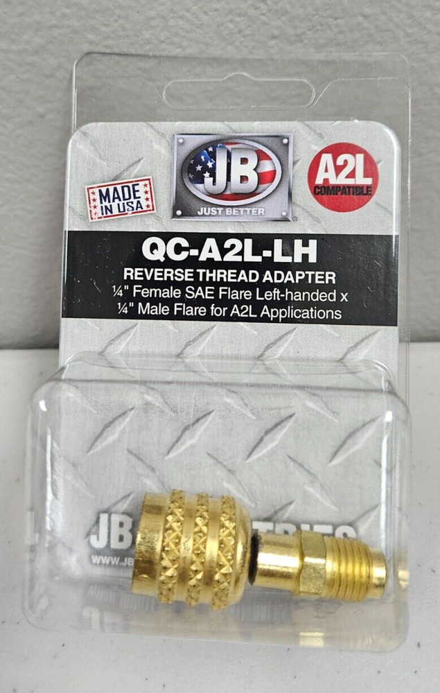 JB Industries QC-A2L-LH Reverse Thread Adapter ¼" Female x 1/4" Male For A2L New