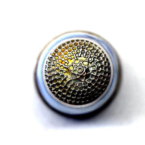 Antique Blue and White Windmill Enamel Germany Sterling Silver Thimble