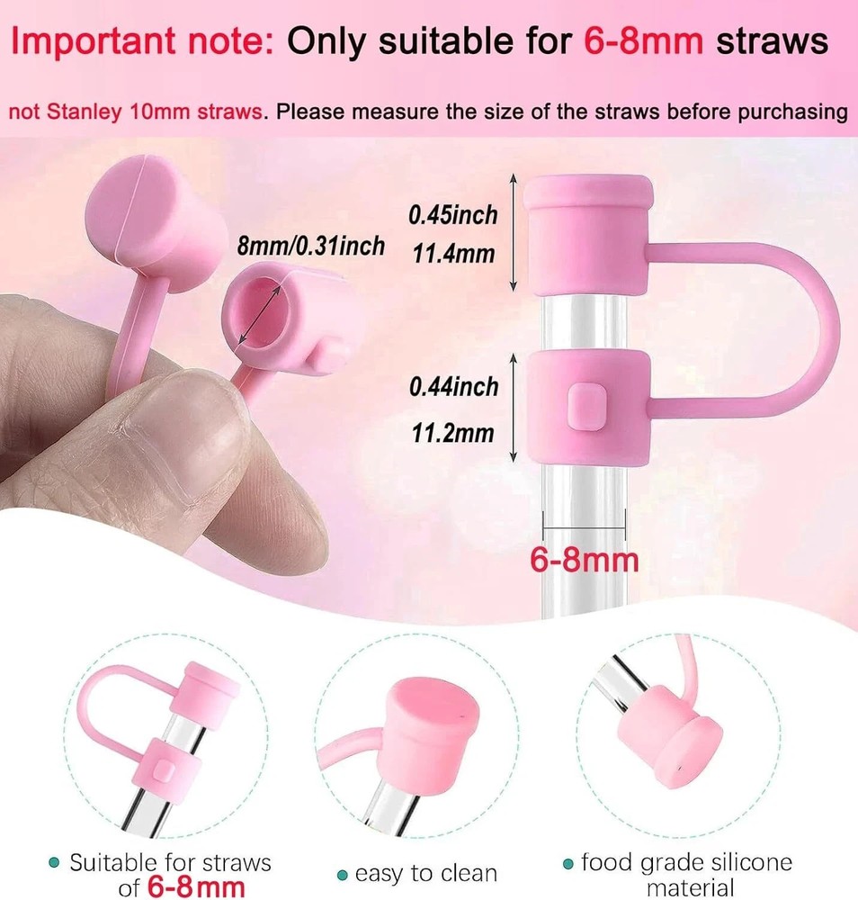 24Pcs Colorful Straw Covers Cap, Plastic Straw Tips Cover Drinking