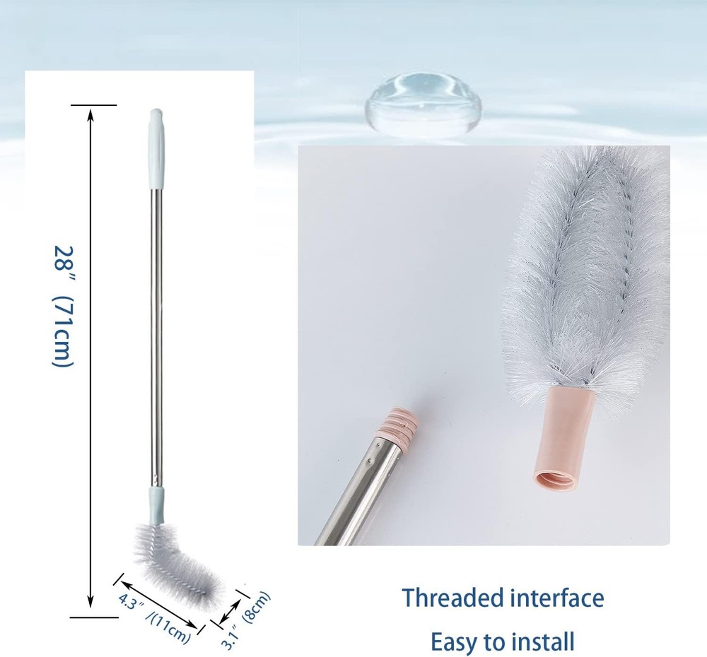 2 Pack 28" Long Bottle Brush, 3 & 5 Gallon Cleaner Nylon Gray
