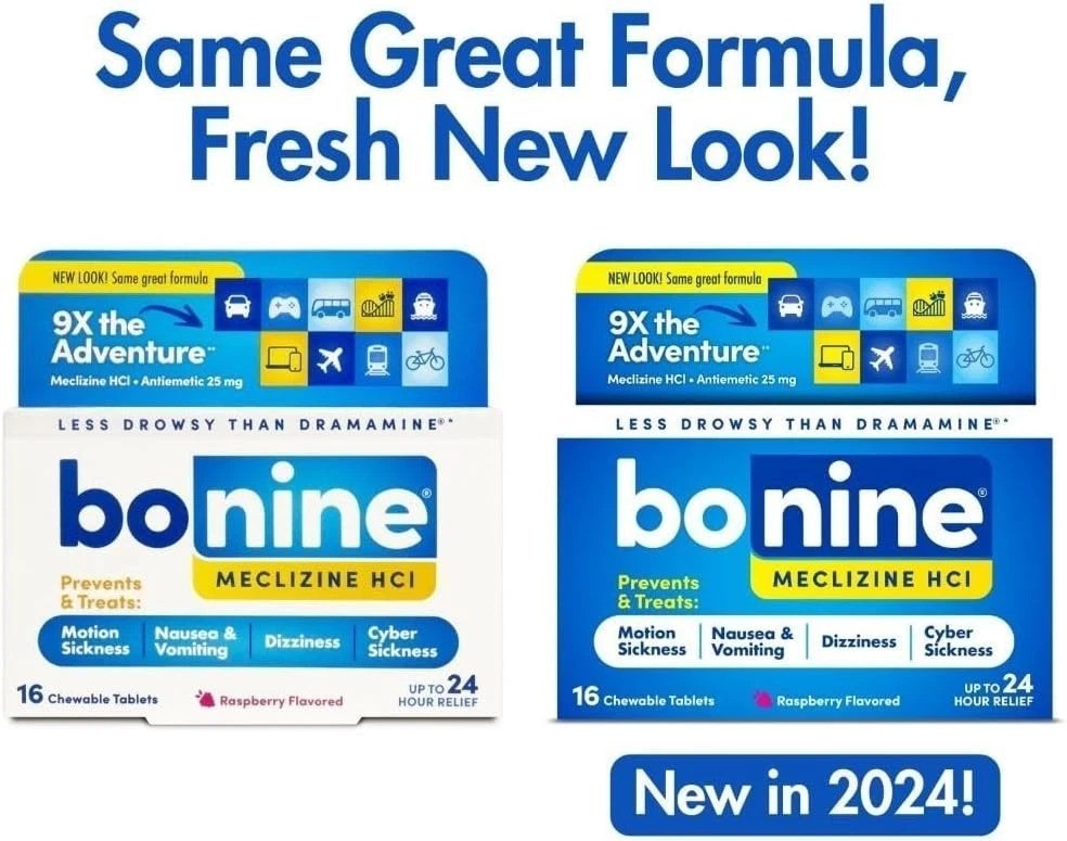 Bonine Motion Sickness Relief 16ct Raspberry Non-Drowsy Fresh NEW