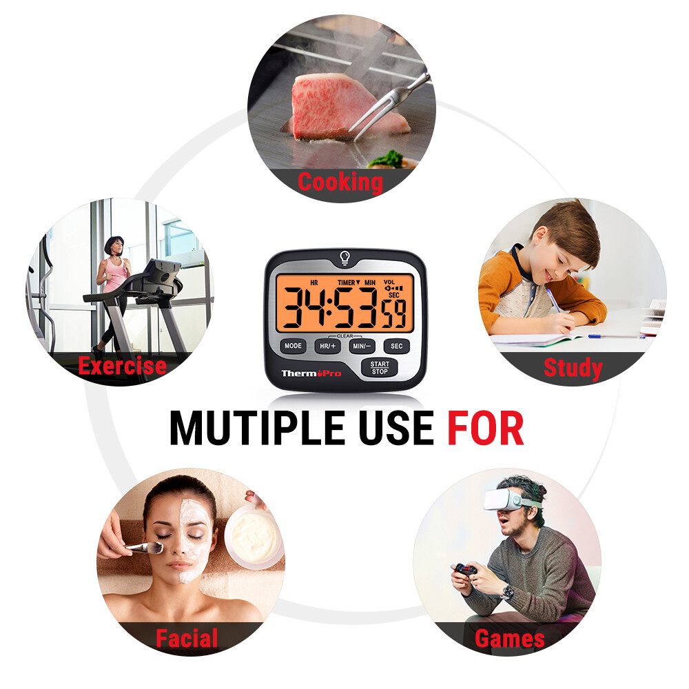 ThermoPro TM01 Digital Kitchen Timer with Backlight Countdown Count Up Timer LCD