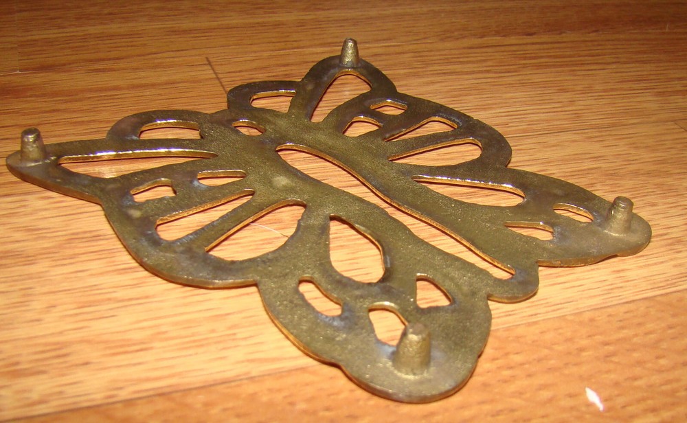 Solid Brass Butterfly Trivet Hot Stove Pot or Pan Holder