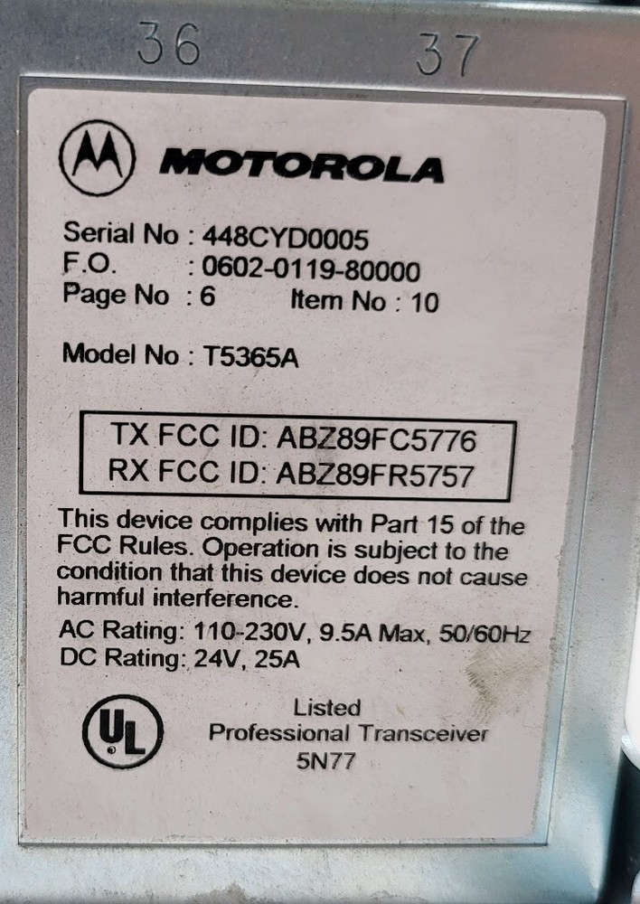 Motorola Quantar T5365A Repeater Base / DC 24V 25A