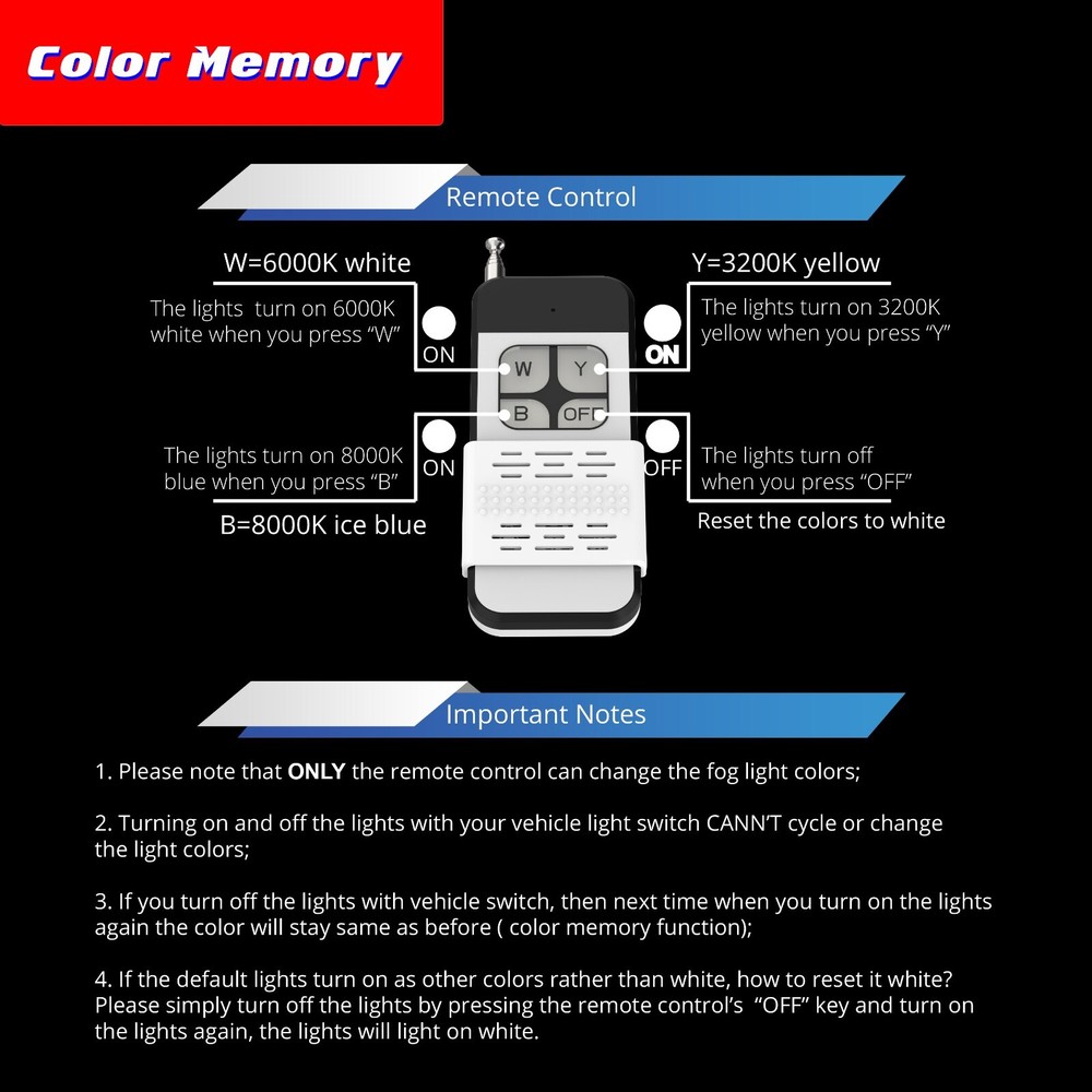 3-Color Switchback LED Fog Light Bulbs,H11 Fog Lamps for Toyota,White Yellow Blu