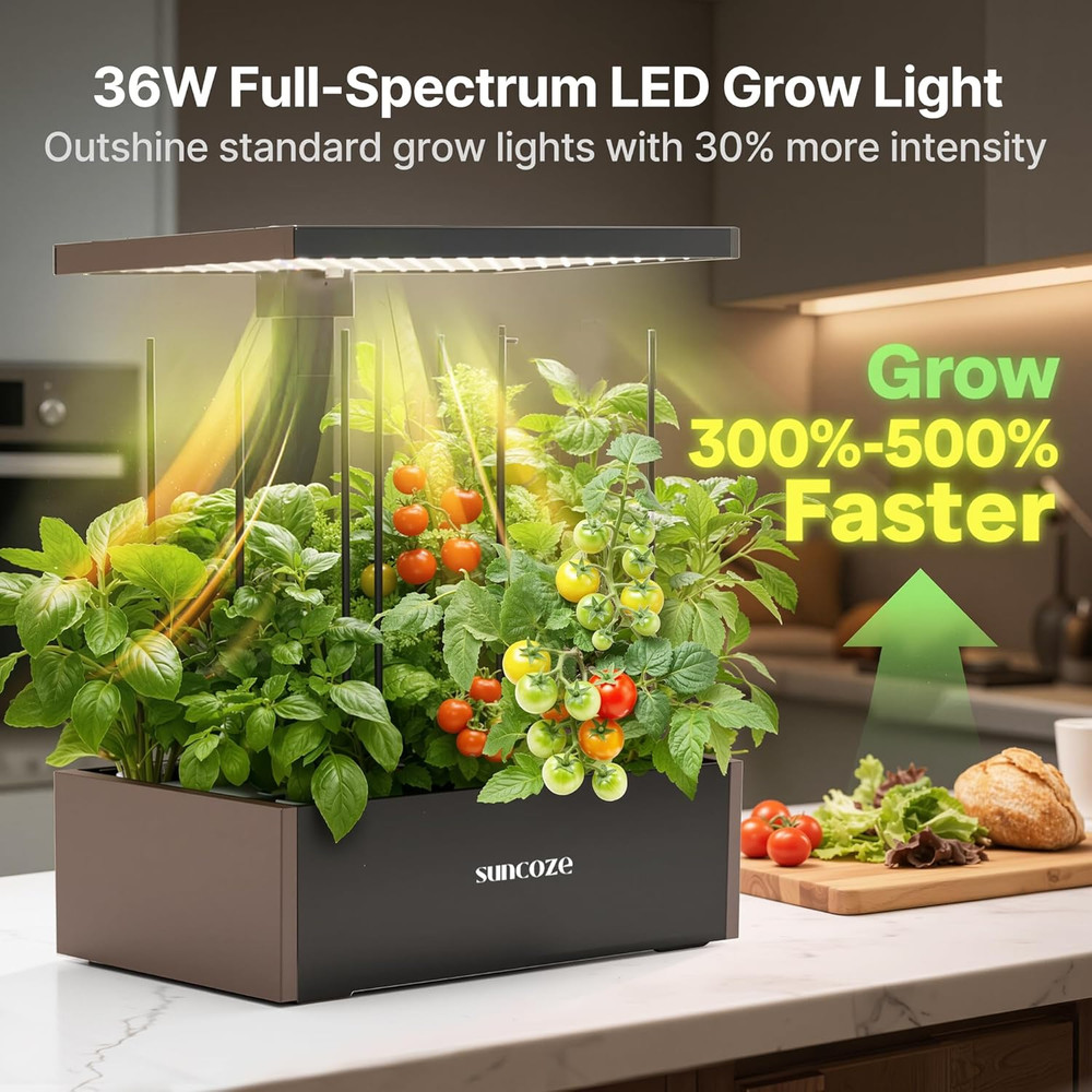 Indoor Hydroponics System Kit with 20 Pods, 30W LED Light & LCD Display