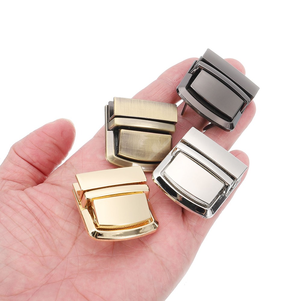 5Set Turn Lock Clasp, Rectangle Press Locks Clasp (34x33mm, Metallic Black)