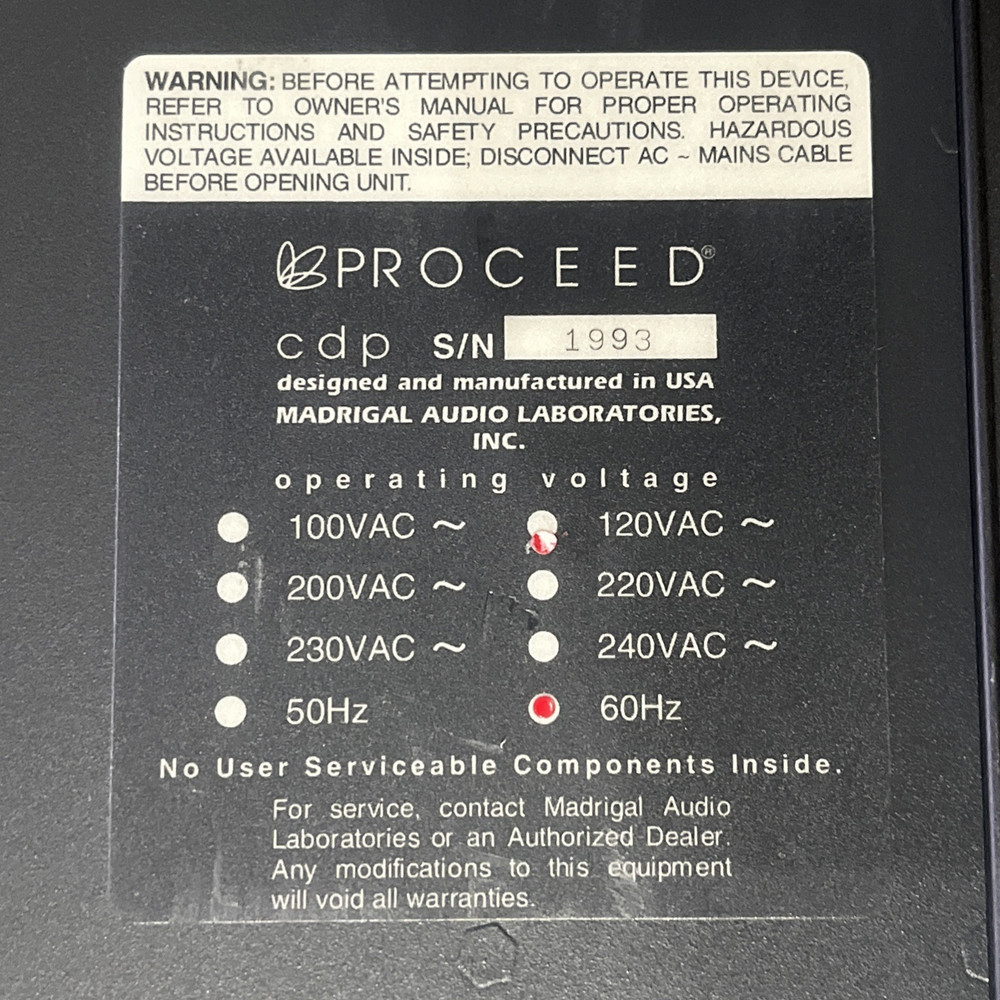 PROCEED CDP CD PLAYER 1993