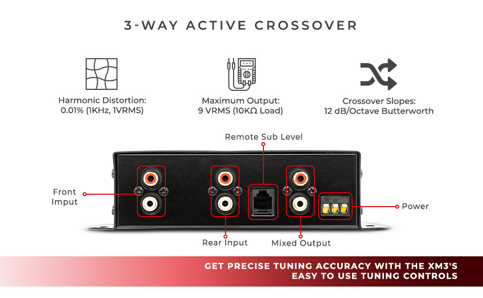 DS18 DS-XM3 Two-to-Three Way Electronic Crossover with Remote Control