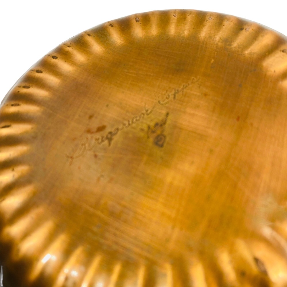 Vtg Solid Gregorian Copper Hand Hammered Butler Pie Crust Crumb Ash Collector