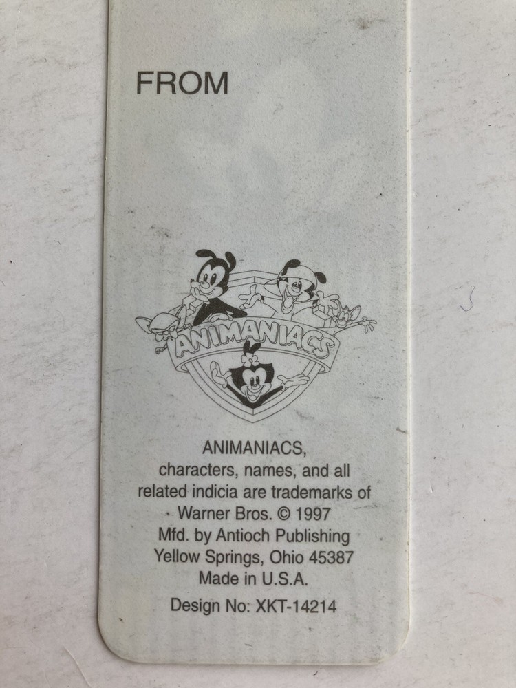 Vintage 1997 Animaniacs Bookmark