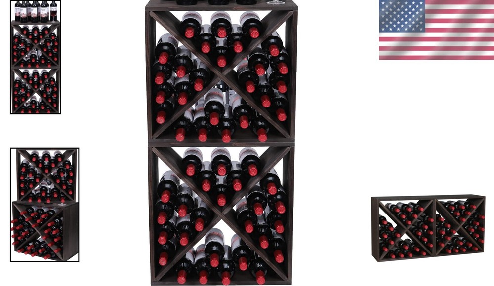 Sturdy & Stylish Stackable Wooden Wine Rack - 48 Bottle Capacity, Modern Look