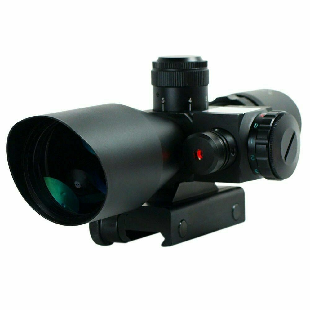 2.5-10x40 Rifle Scope Red Laser Dual illuminated Mil-dot wit Rail Mount
